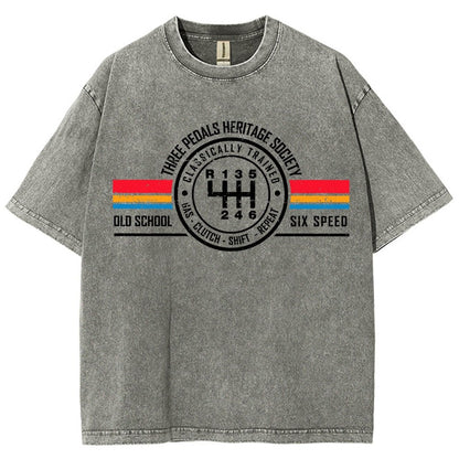 Three Pedals Heritage Society Vintage Distressed T-shirt