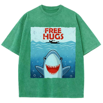 Free Shark Hugs Vintage Distressed T-shirt