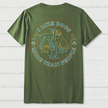 I Like Dogs More Than People Front And Back Printing Geek T-Shirt