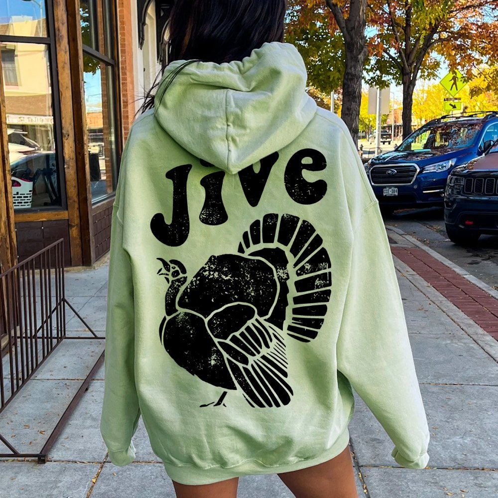 Jive Turkey Printed Back Unisex Cotton Hoodie