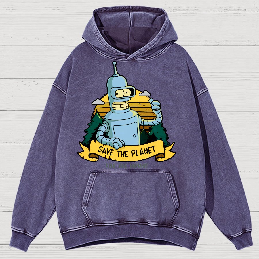 Save The Planet Kill All Humans Vintage Distressed Hoodie