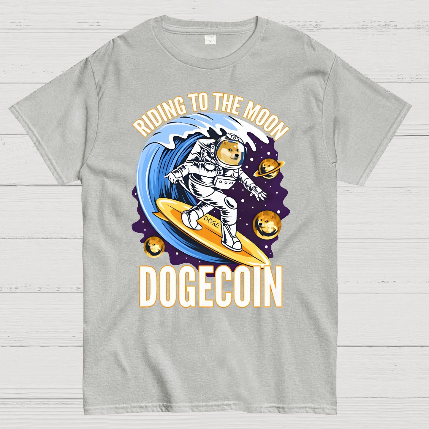 Riding To The Moon Dogecoin DOGE Geek T-Shirt