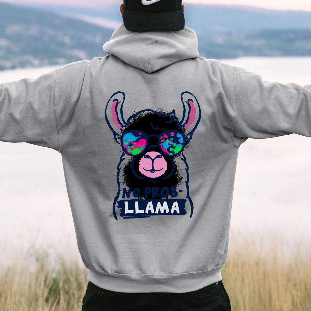 No probllama Printed Back Unisex Cotton Hoodie