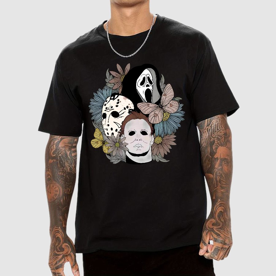 Horror Halloween Floral Scream Geek T-Shirt
