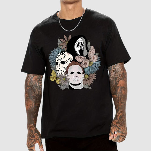 Horror Halloween Floral Scream Geek T-Shirt