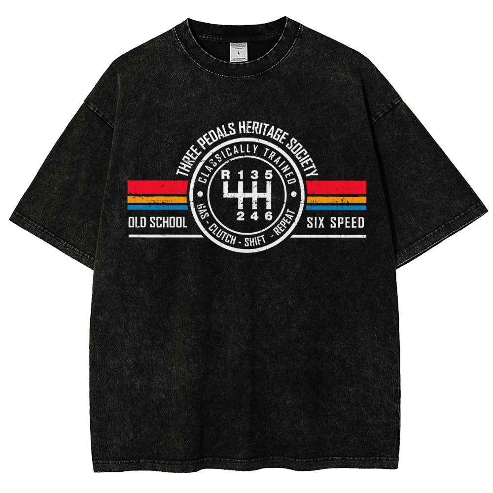 Three Pedals Heritage Society Vintage Distressed T-shirt