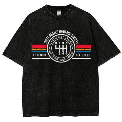 Three Pedals Heritage Society Vintage Distressed T-shirt
