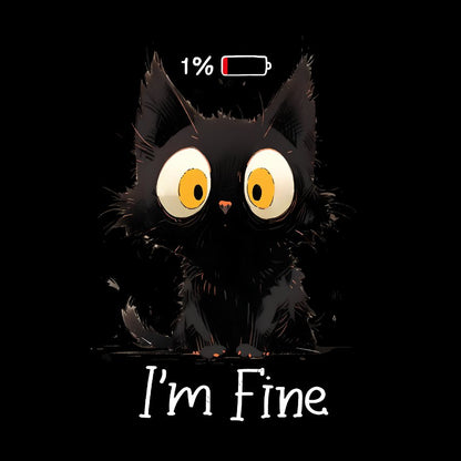 I'm Fine Black Cat Washed Long Sleeve Tee