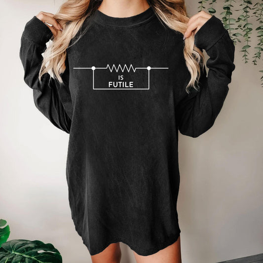 Funny Engineer Resistor Geek Science Washed Long Sleeve Tee