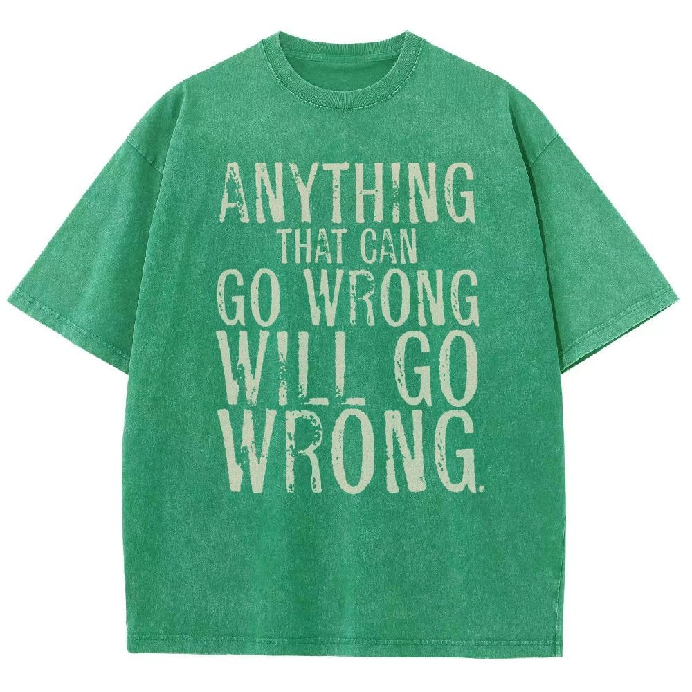 Anyting That Can Go Wrong Will Go Wrong Science Murphy's Law Print Vintage Distressed T-shirt