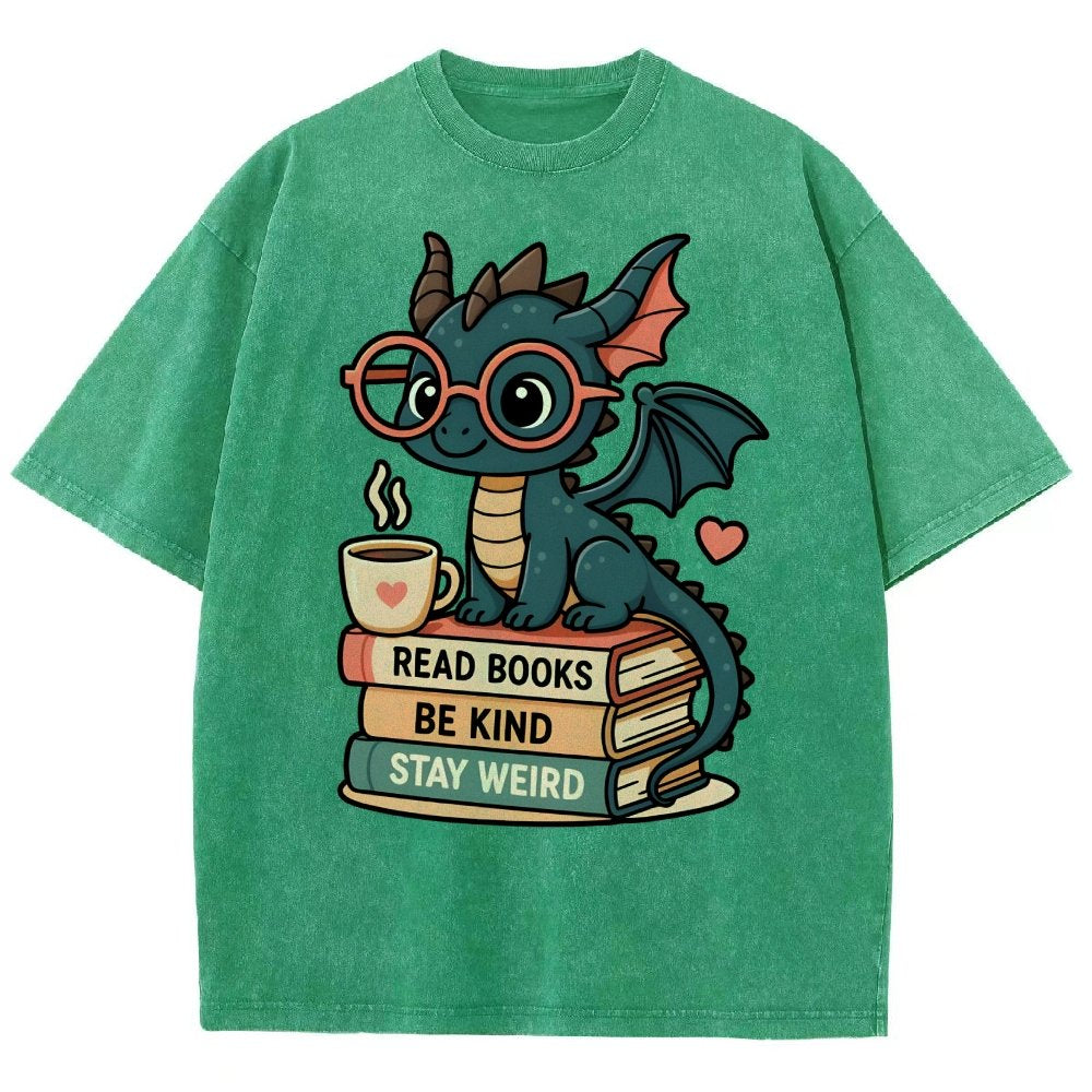 Dragons and Books - Kind and Weird Vintage Distressed T-shirt