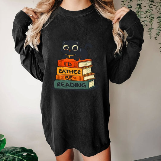 I'd Rather Be Reading Washed Long Sleeve Tee