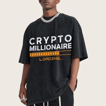 Crypto Millionaire Loading Vintage Distressed T-shirt
