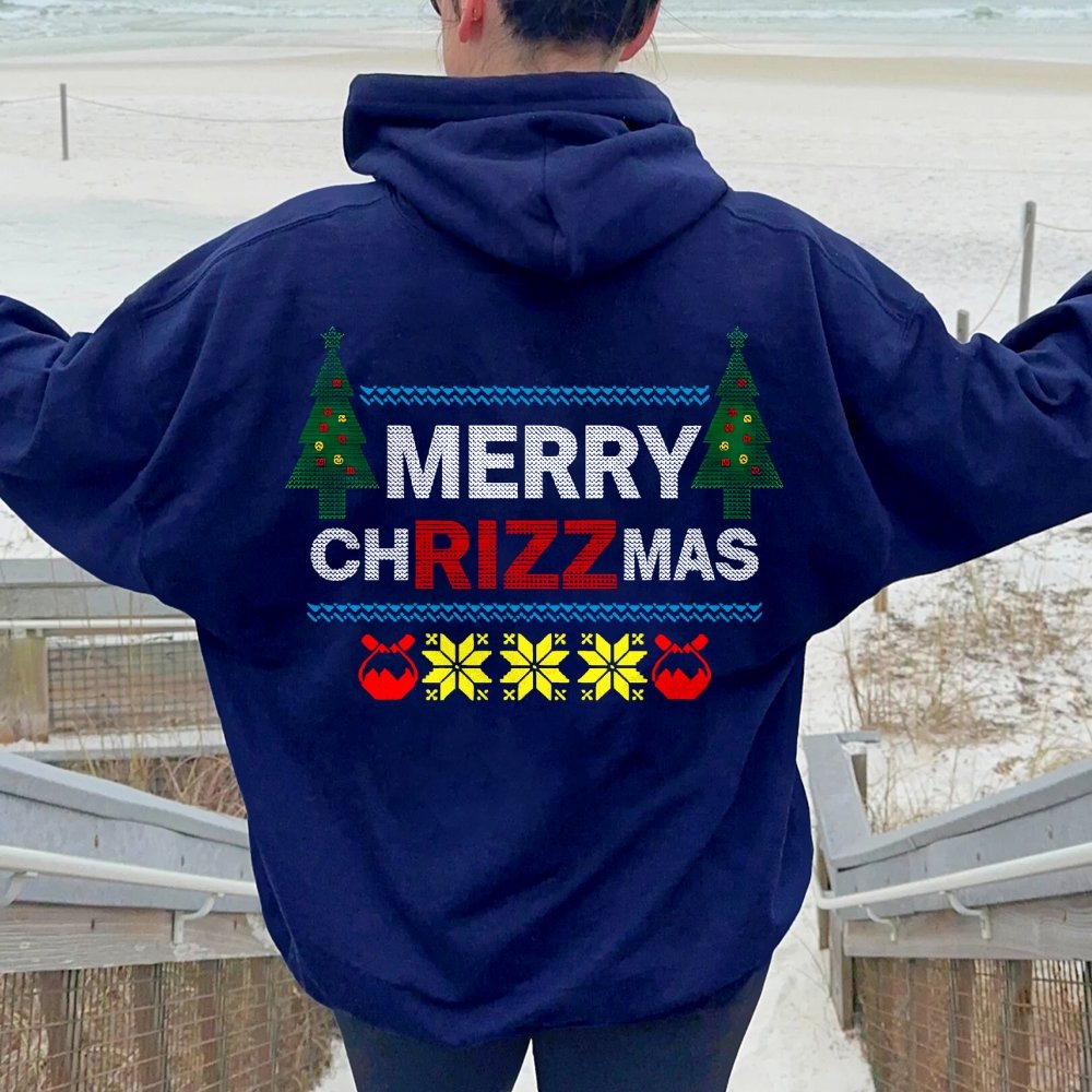 MERRY CHRIZZMAS Printed Back Unisex Cotton Hoodie