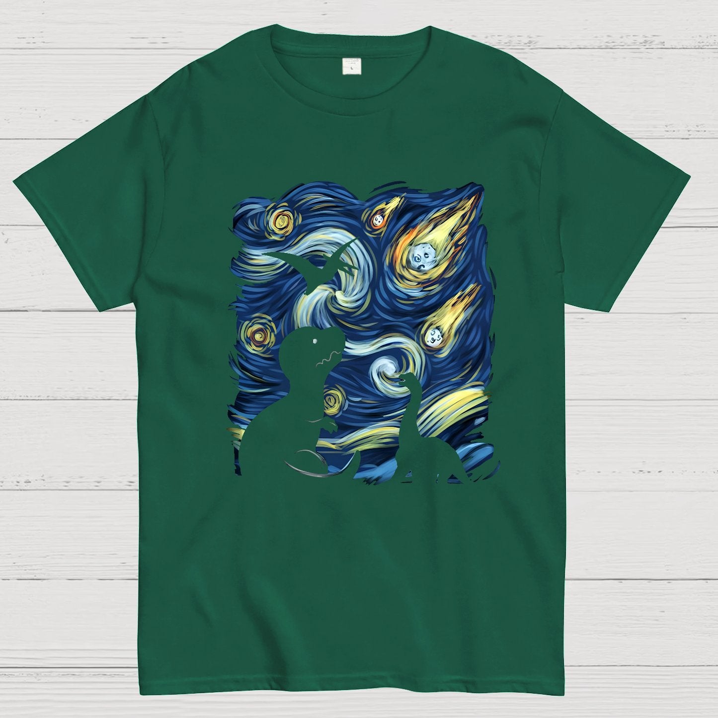 Dinosaurs in the starrynight Geeky T-Shirt