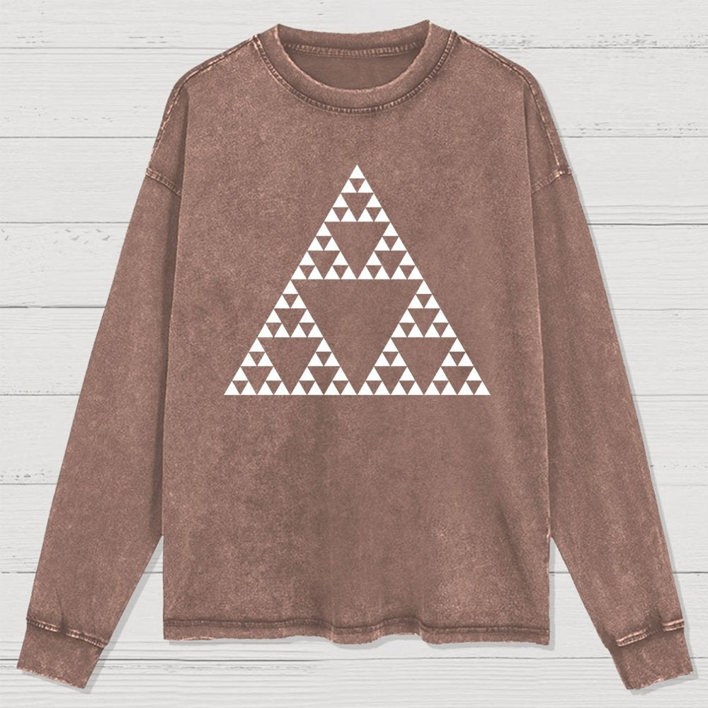 Sierpinski Triangle Fractal Washed Long Sleeve Tee