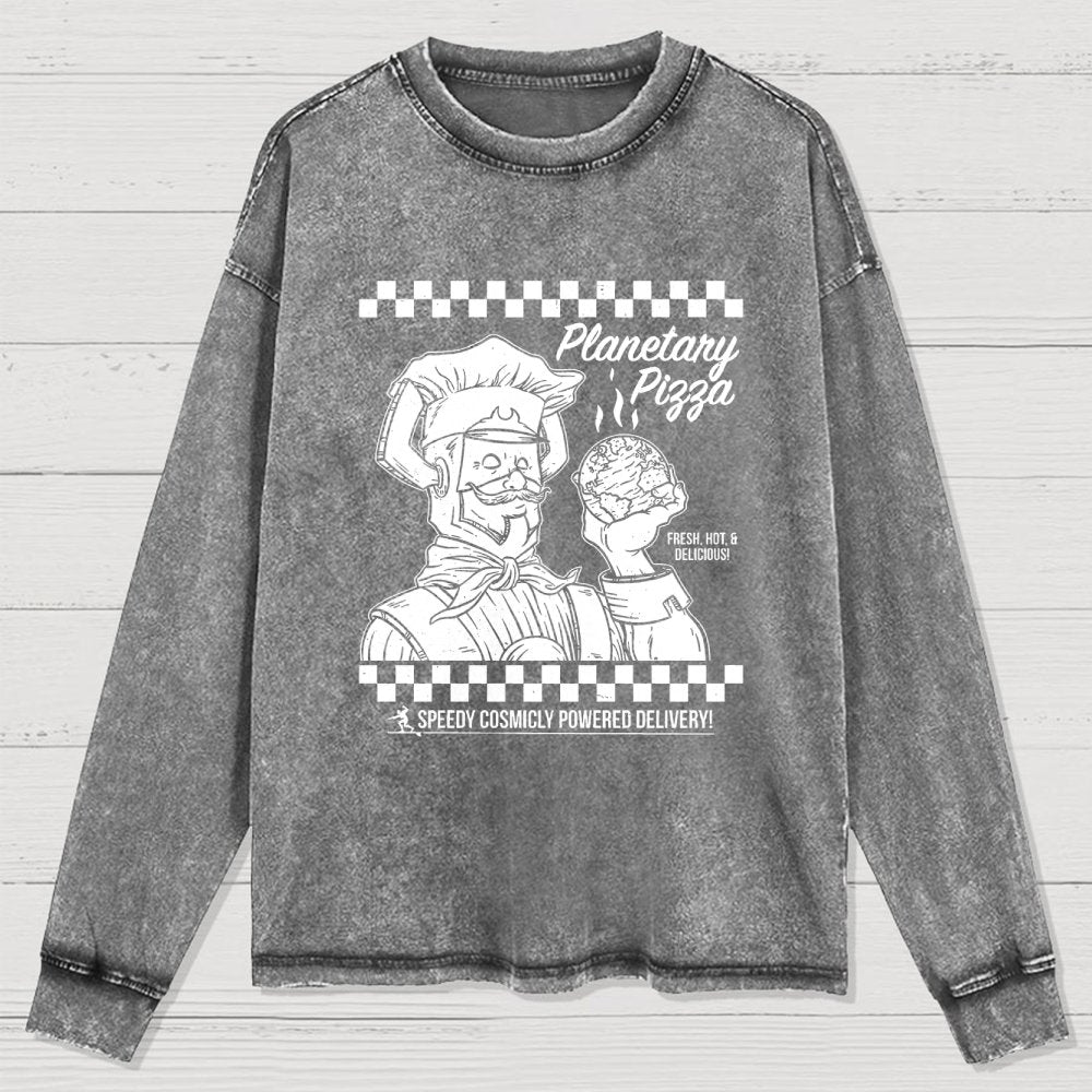 Planetary Pizza Washed Long Sleeve Tee