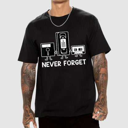 Never Forget Cassette Tape VHS Gamer Old School Funny T-Shirt