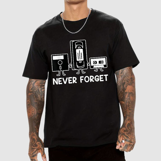 Never Forget Cassette Tape VHS Gamer Old School Funny T-Shirt