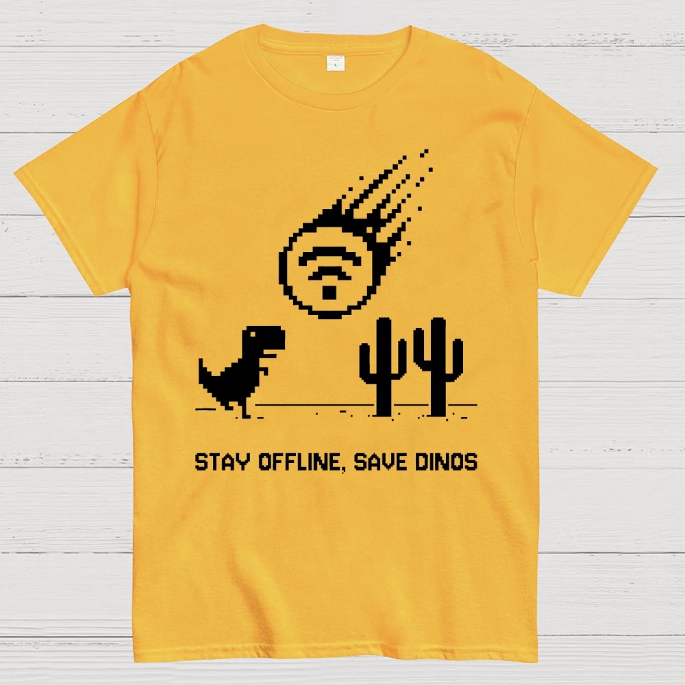 Stay Offline, Save dinos Geek T-Shirt