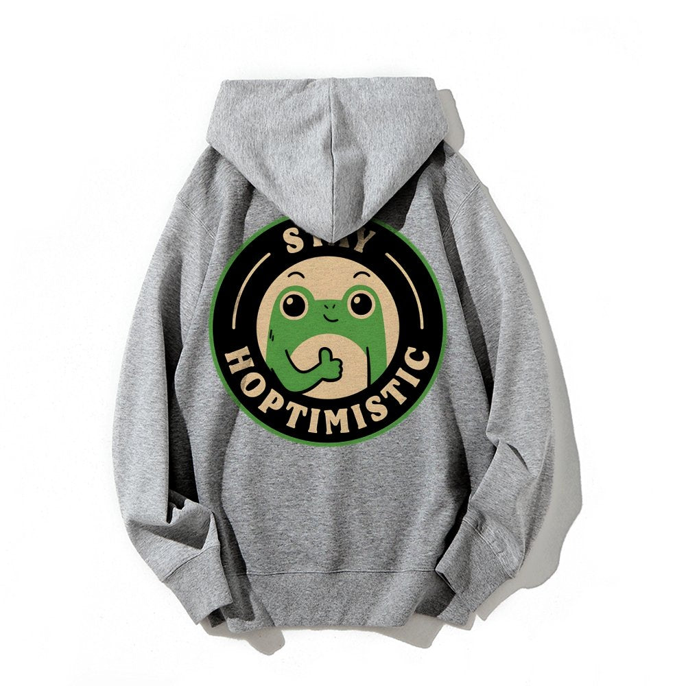 Stay Hoptimistic Printed Back Unisex Cotton Hoodie