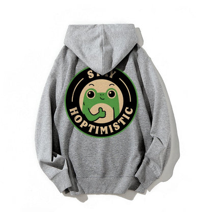 Stay Hoptimistic Printed Back Unisex Cotton Hoodie