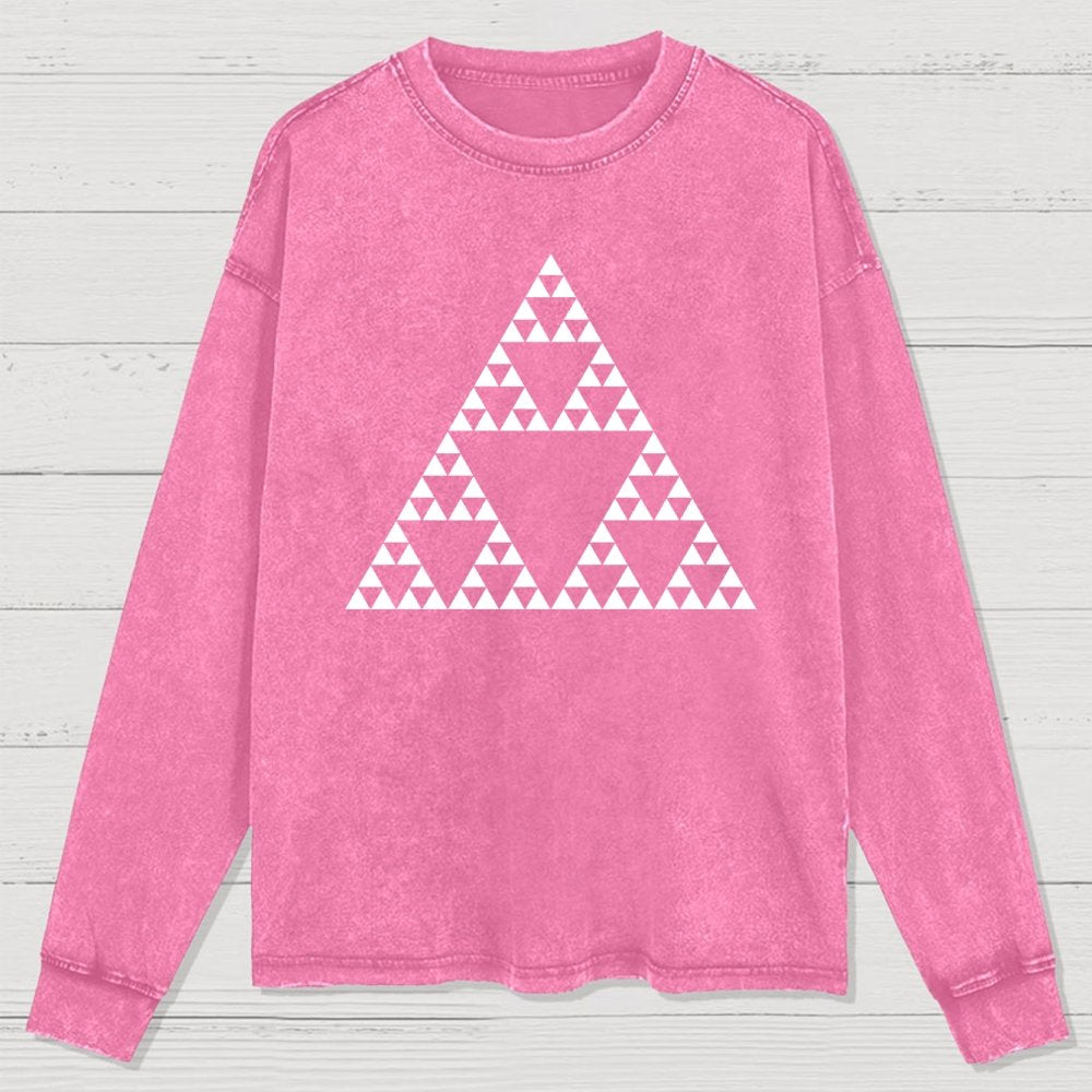 Sierpinski Triangle Fractal Washed Long Sleeve Tee
