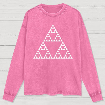 Sierpinski Triangle Fractal Washed Long Sleeve Tee