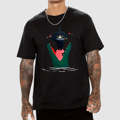 Funny Black Cat Geek T-Shirt