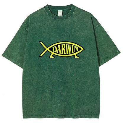 Darwin Fish Vintage Distressed T-shirt