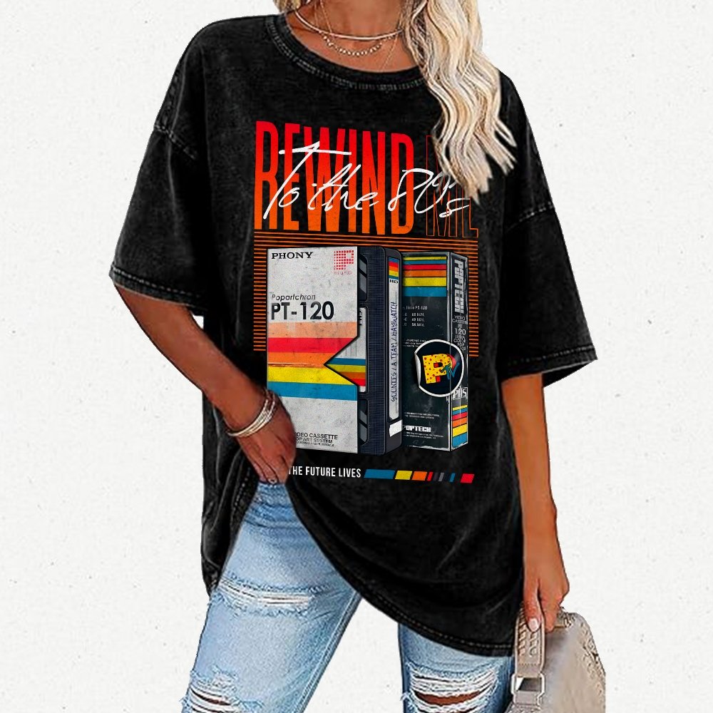 Rewind Me to The 80's Vintage Distressed T-shirt