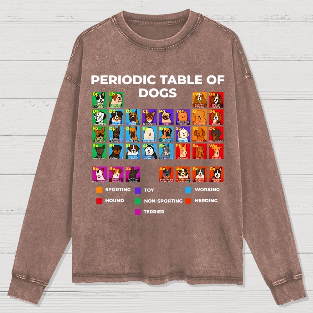 Periodic Table Of Dogs Washed Long Sleeve Tee
