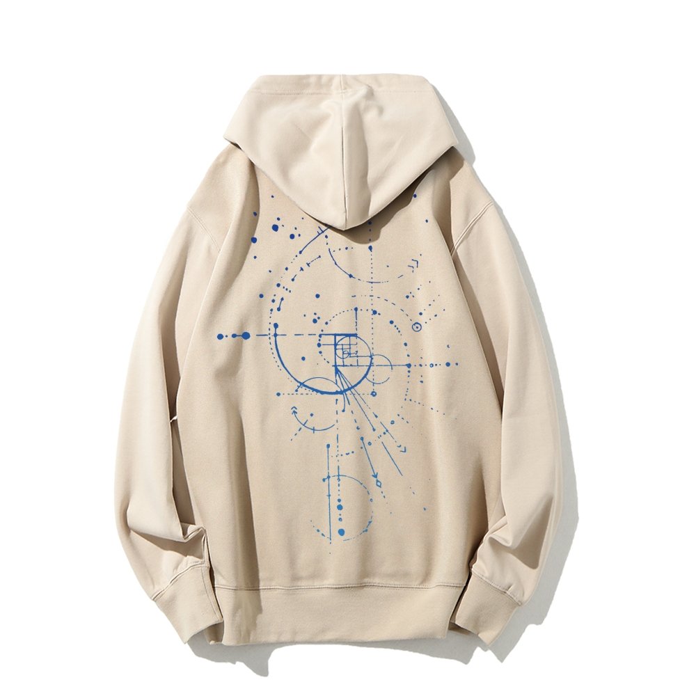 Distressed Fibonacci Printed Back Cotton Hoodie