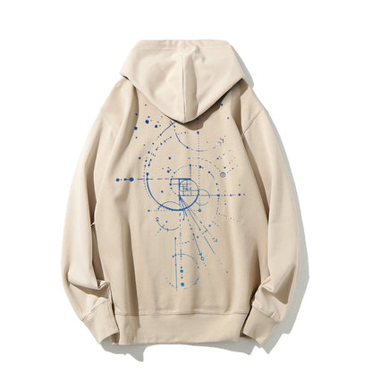Distressed Fibonacci Printed Back Cotton Hoodie