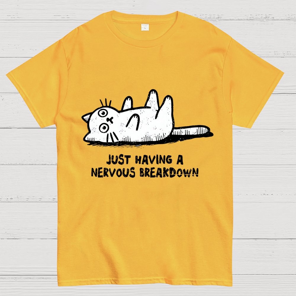 Nervous Breakdown Cat Geek T-Shirt