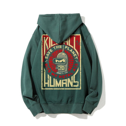 Save The Planet Kill All Humans Geek Printed Back Cotton Hoodie