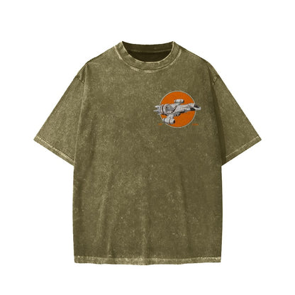 Retro Smugglers Front And Back Printing Washed T-shirt
