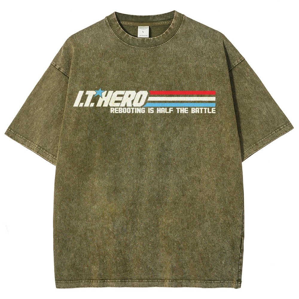 I.T. Hero Rebooting is Half the Battle Vintage Distressed T-shirt