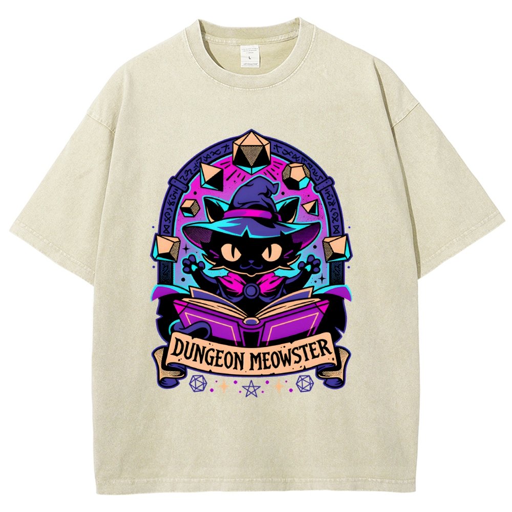 Feline Dungeon Keeper Meowster Vintage Distressed T-shirt