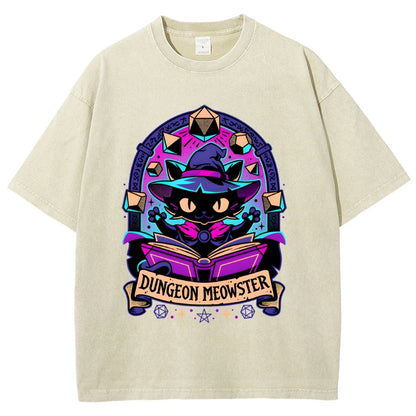 Feline Dungeon Keeper Meowster Vintage Distressed T-shirt