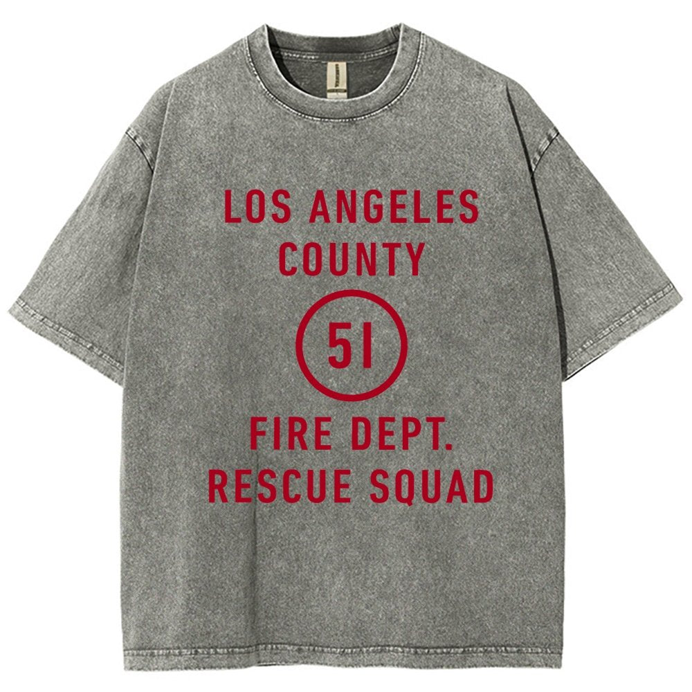 Emergency - Los Angeles County Fire Dept. Squad 51 Vintage Distressed T-shirt