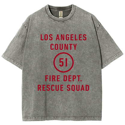 Emergency - Los Angeles County Fire Dept. Squad 51 Vintage Distressed T-shirt