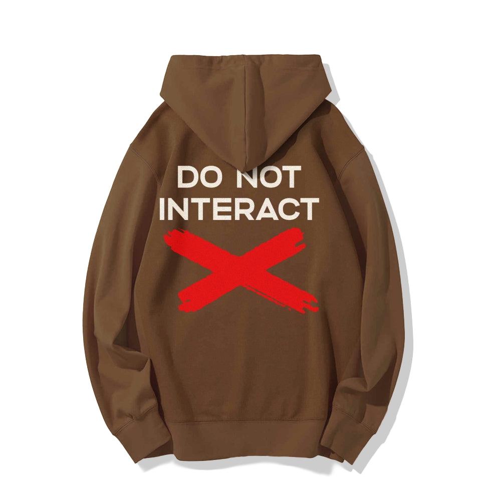 Do Not Interact Printed Back Unisex Cotton Hoodie