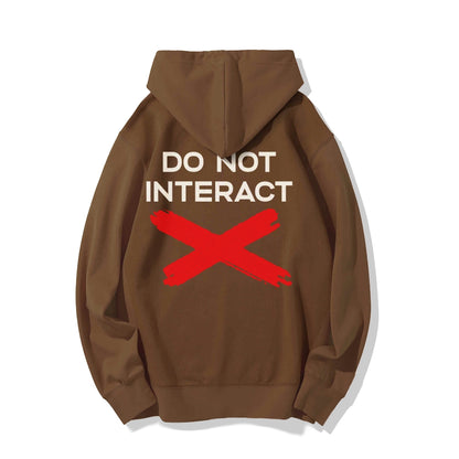 Do Not Interact Printed Back Unisex Cotton Hoodie