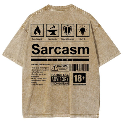 Sarcasm Label Washed T-Shirt