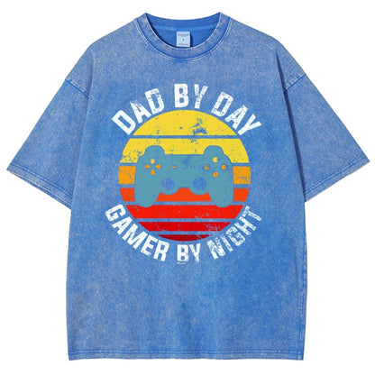 Dad By Day Gamer By Night Vintage Retro Vintage Distressed T-shirt