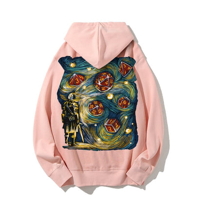 Starry Dice Printed Back Cotton Hoodie