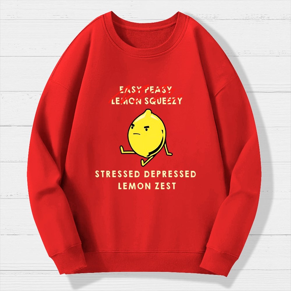 Stressed Depressed Lemon Zest Geek Cotton Sweatshirt