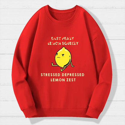 Stressed Depressed Lemon Zest Geek Cotton Sweatshirt
