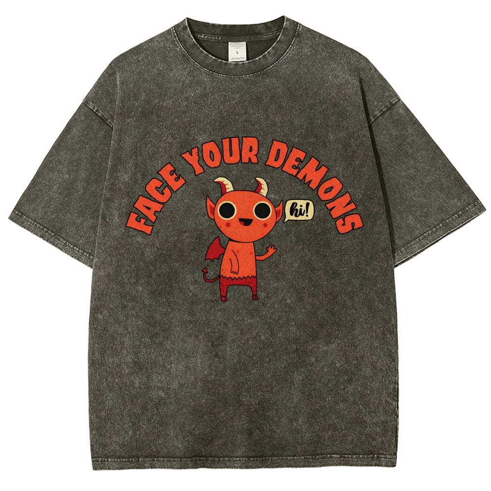Face Your Demons Vintage Distressed T-shirt